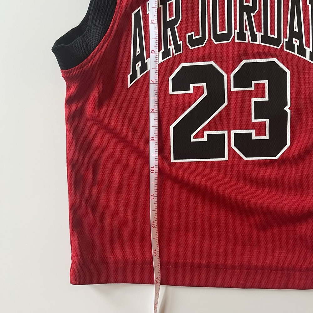 Air Jordan Youth Size‎ 2T Red Black Jersey 23 Tank Mesh Basketball Spellout - Picture 6 of 7